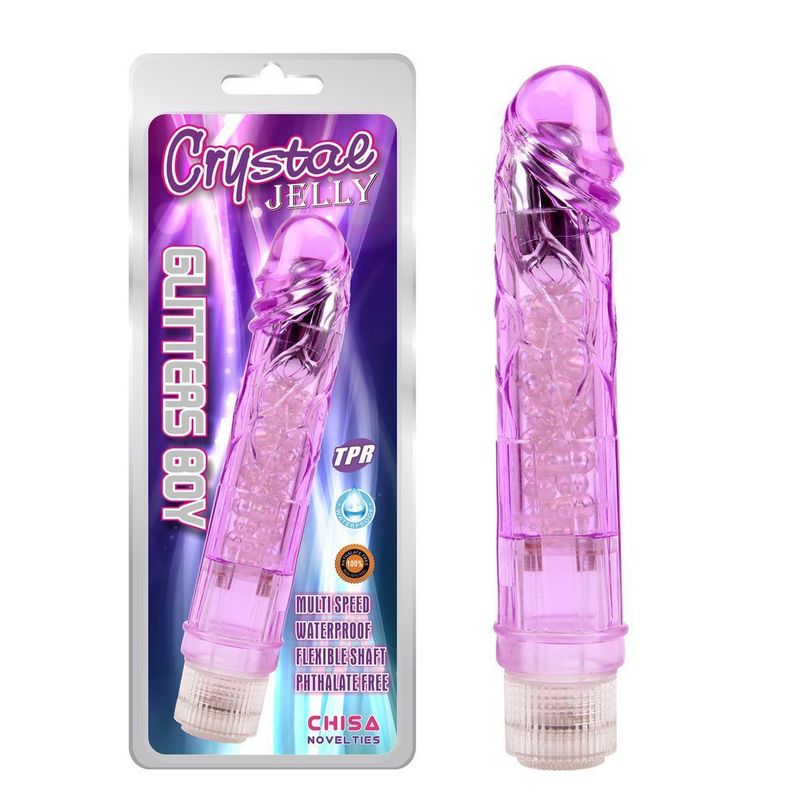 Vibrador Glitter Boy Crystal Jelly -0