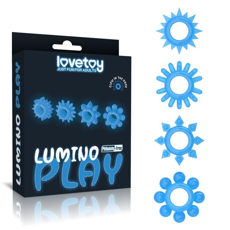 Set 4 anillo para pene luminiscente Lumino LOVETOY -0