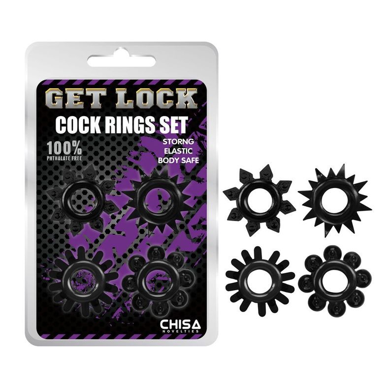 Kit 4 anillo para pene de retención GetLock CHISA -0