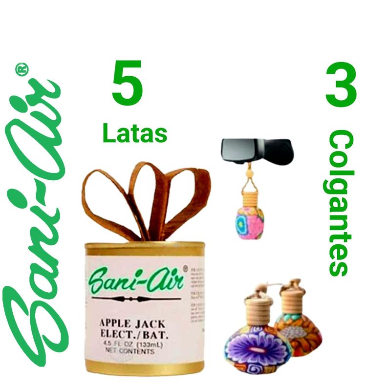 5 Latas Sani Air + 3 Botellas Auto Colgante Sani Air Surtido