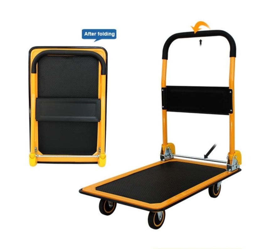 CARRO PLEGABLE DE CARGA 300 KG TIPO YEGUA DE ACERO AMARILLO-0