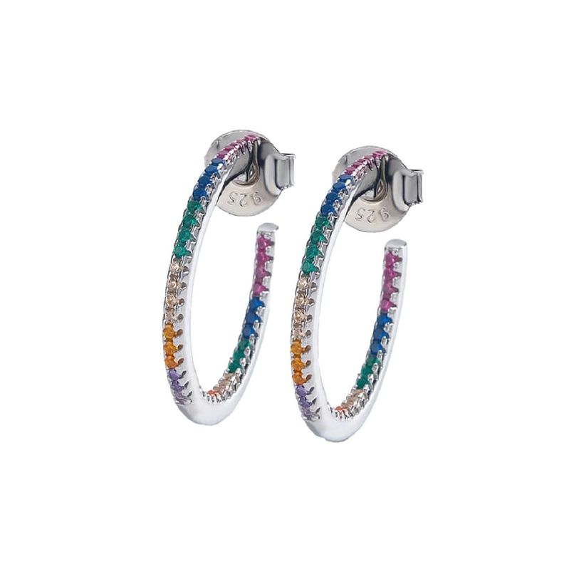 Argolla Circones de Colores Silver - Azul Zafira-0