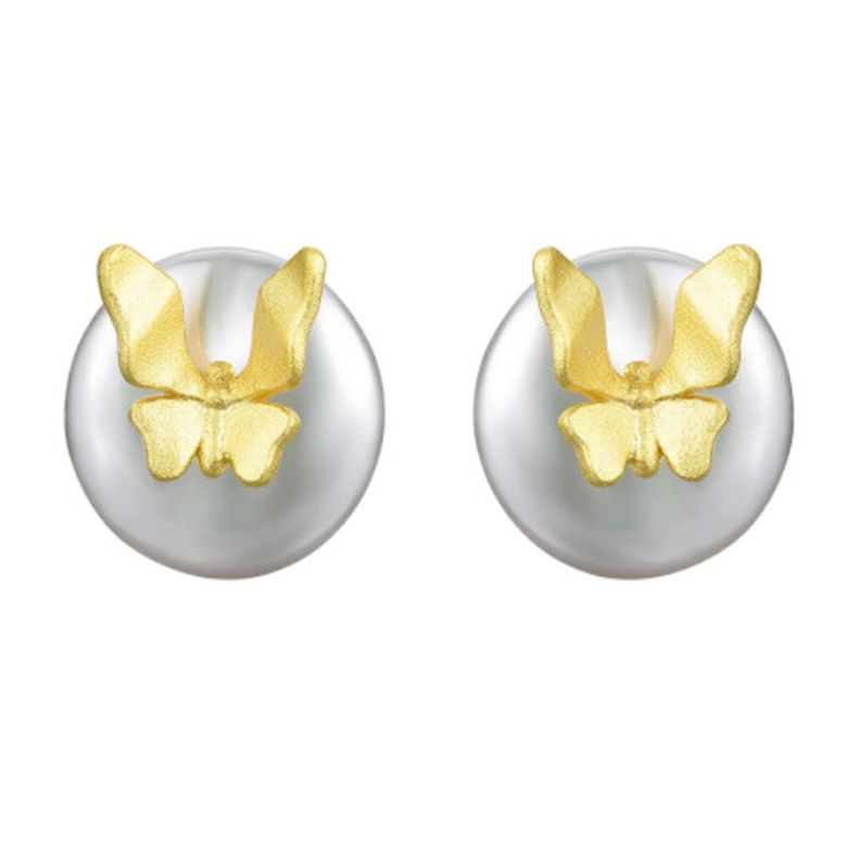 Aros Mariposa en Perla para mujer, Plata 925 - Azul Zafira-0