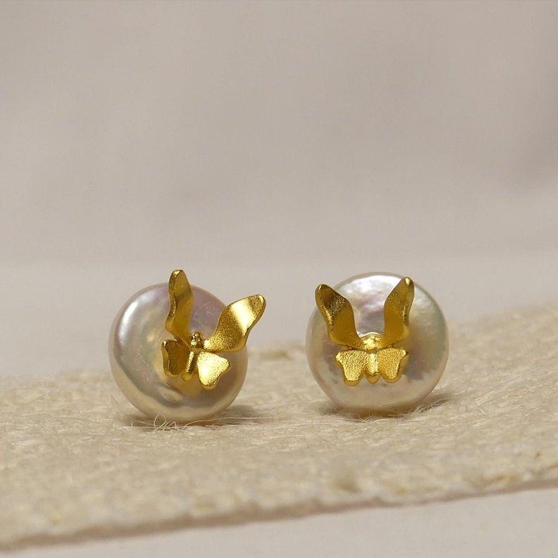 Aros Mariposa en Perla para mujer, Plata 925 - Azul Zafira-1