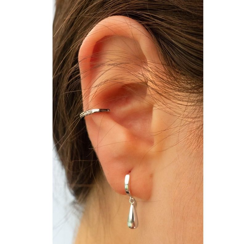 Earcuff Circón Blanco - Azul Zafira-4