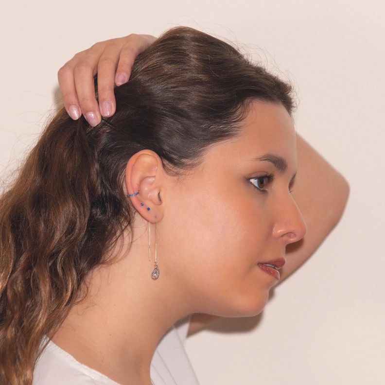 Earcuff Circón Azul - Azul Zafira-4