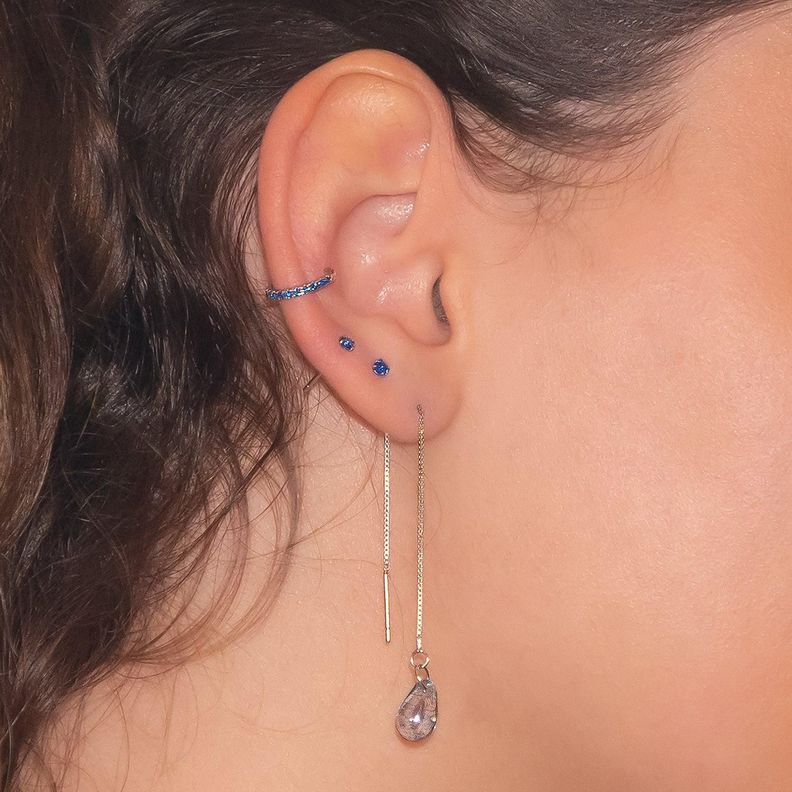 Earcuff Circón Azul - Azul Zafira-5