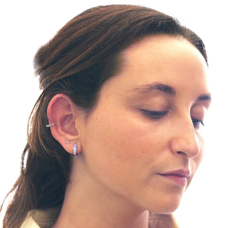 Earcuff Cadenita Silver - Azul Zafira-3