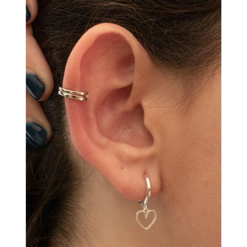 Earcuff Doble Silver - Azul Zafira-2