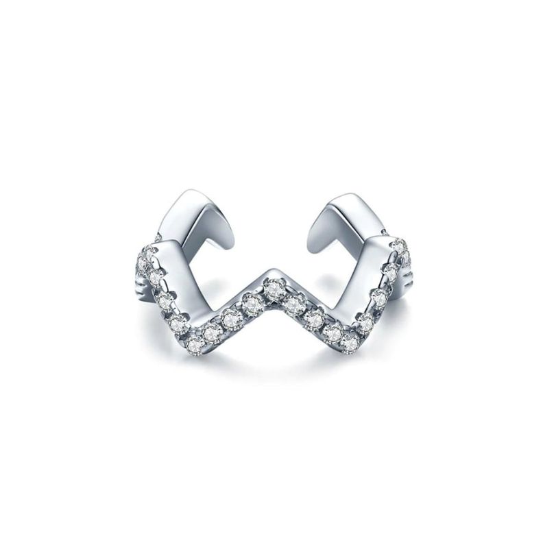 Earcuff Zig Zag Circones Silver - Azul Zafira-0
