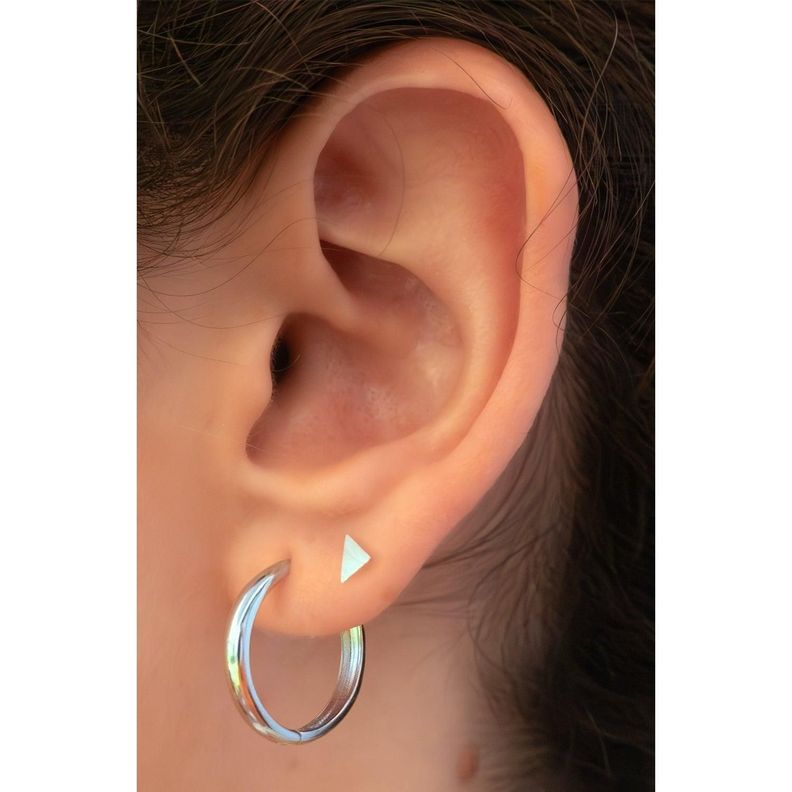 Argollas Clasic Silver 20mm - Azul Zafira-4