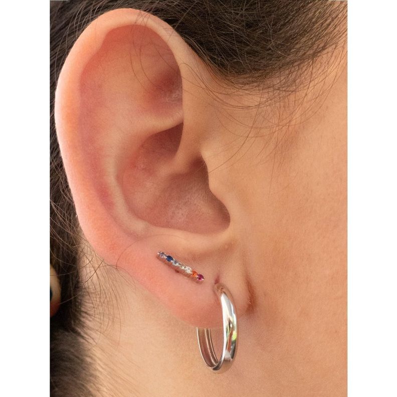 Argollas Clasic Silver 20mm - Azul Zafira-5