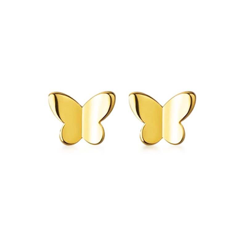 Aros Mariposita, Plata 925 y baño en oro - Azul Zafira-0