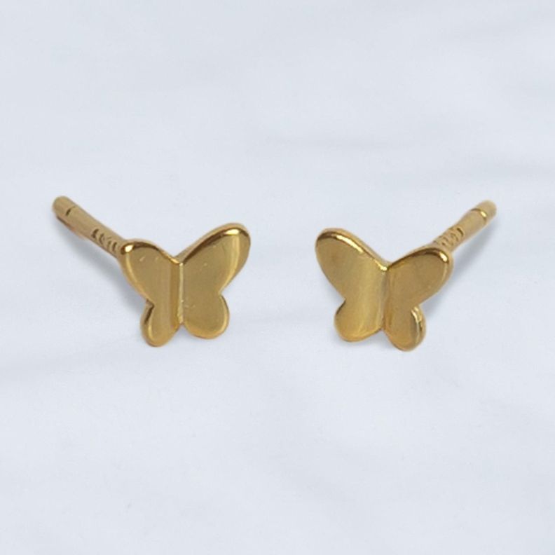 Aros Mariposita, Plata 925 y baño en oro - Azul Zafira-4