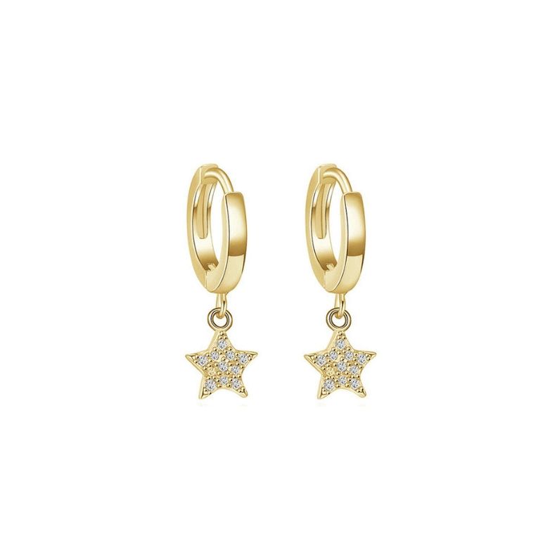 Argolla Estrellas con Circones Gold- Azul Zafira-0