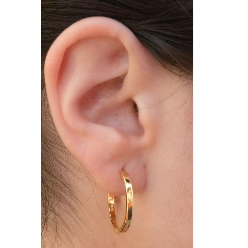 Argollas Lisas Gold 23mm - Azul Zafira-3