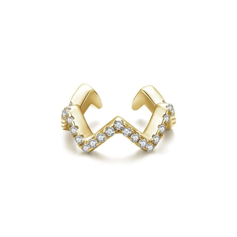 Earcuff Zig Zag Circones Gold - Azul Zafira-0
