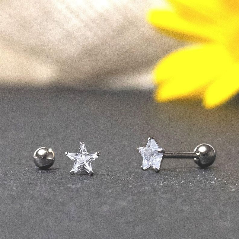 Aros Estrella para mujer, Plata 925 y cristal - Azul Zafira-1