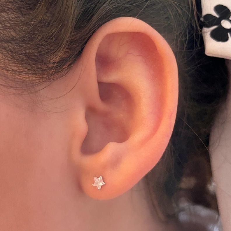 Aros Estrella para mujer, Plata 925 y cristal - Azul Zafira-4