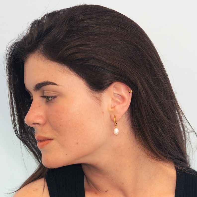 Earcuff Gold Cruzado - Azul Zafira-2