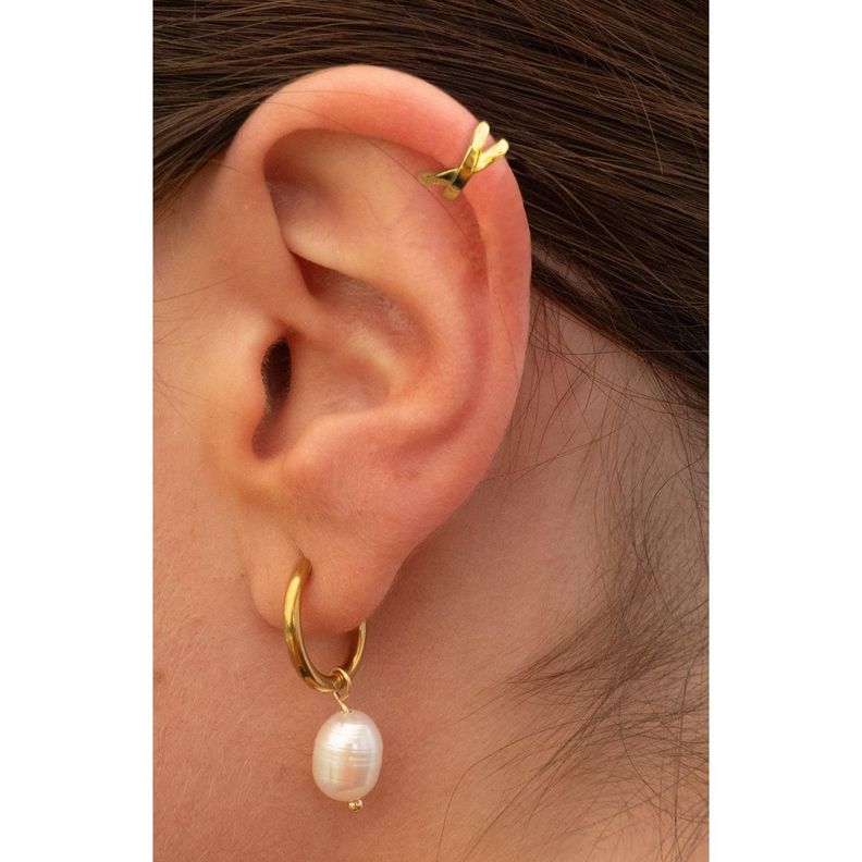 Earcuff Gold Cruzado - Azul Zafira-3