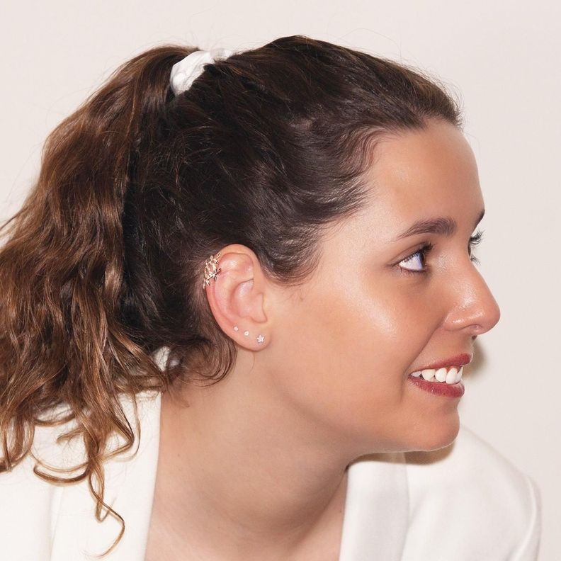Earcuff Hoja Plata 925 - Azul Zafira-2