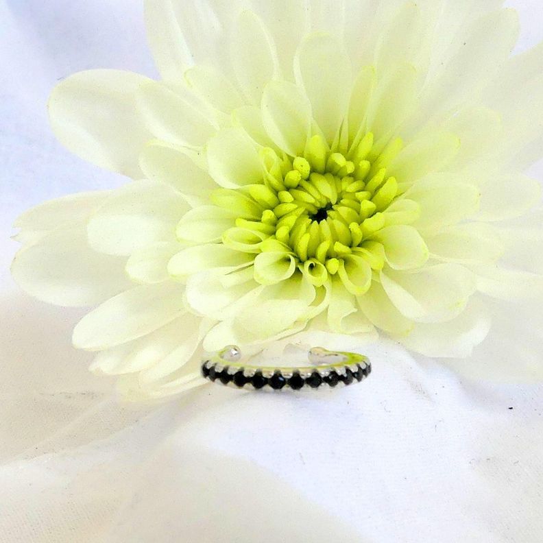 Earcuff Circón Negro - Azul Zafira-1
