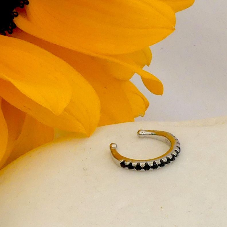Earcuff Circón Negro - Azul Zafira-5