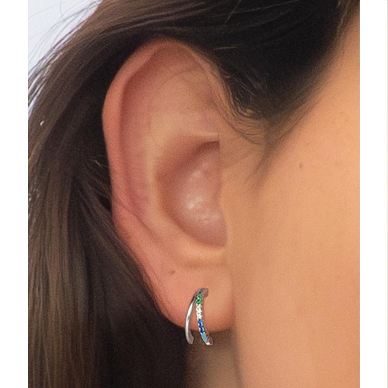 Aros Doble Silver - Plata 925 - Azul Zafira-3