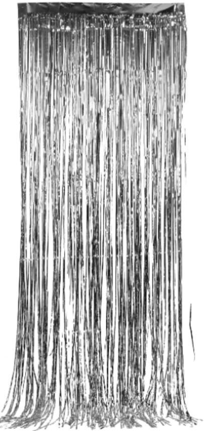 Cortina Guirnalda Cotillon Metálica Color Plata 1x2mts-0