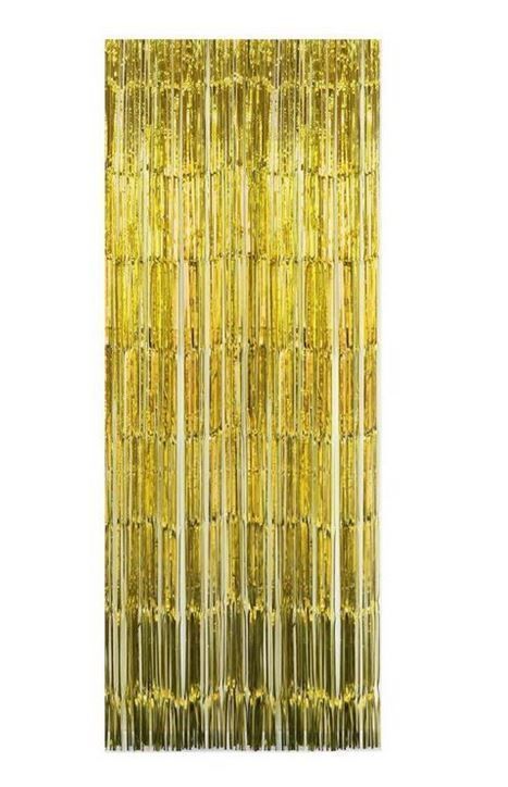 Cortina Guirnalda Cotillon Metálica Color Dorado 1x2mts-0
