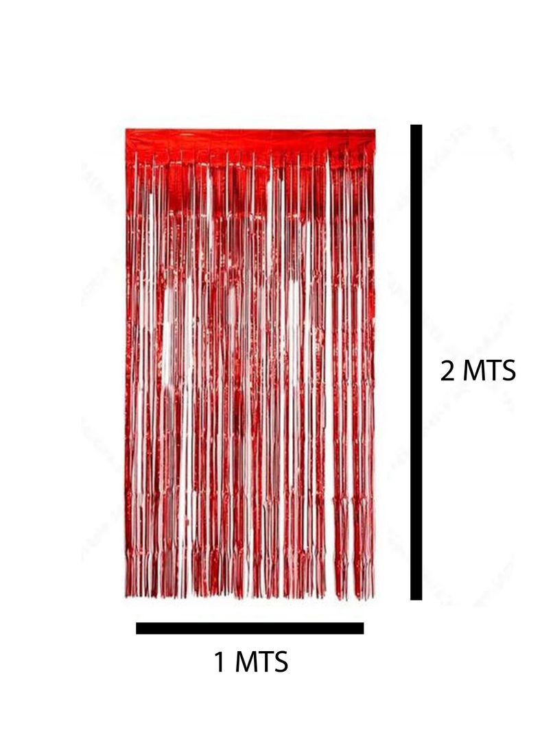 Cortina Guirnalda Cotillon Metálica Color Rojo 1x2mts-1
