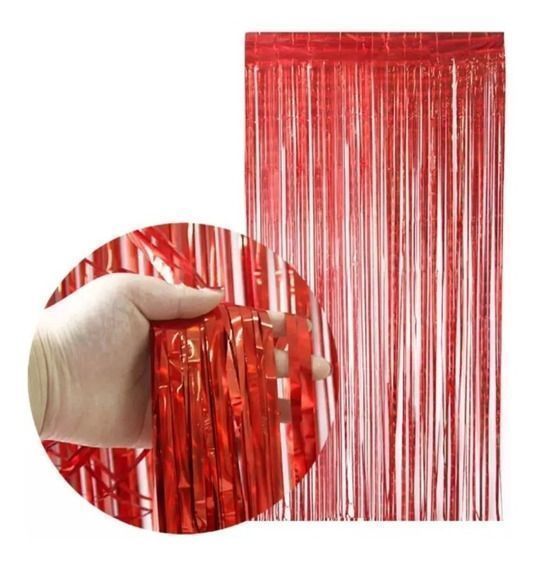 Cortina Guirnalda Cotillon Metálica Color Rojo 1x2mts-2