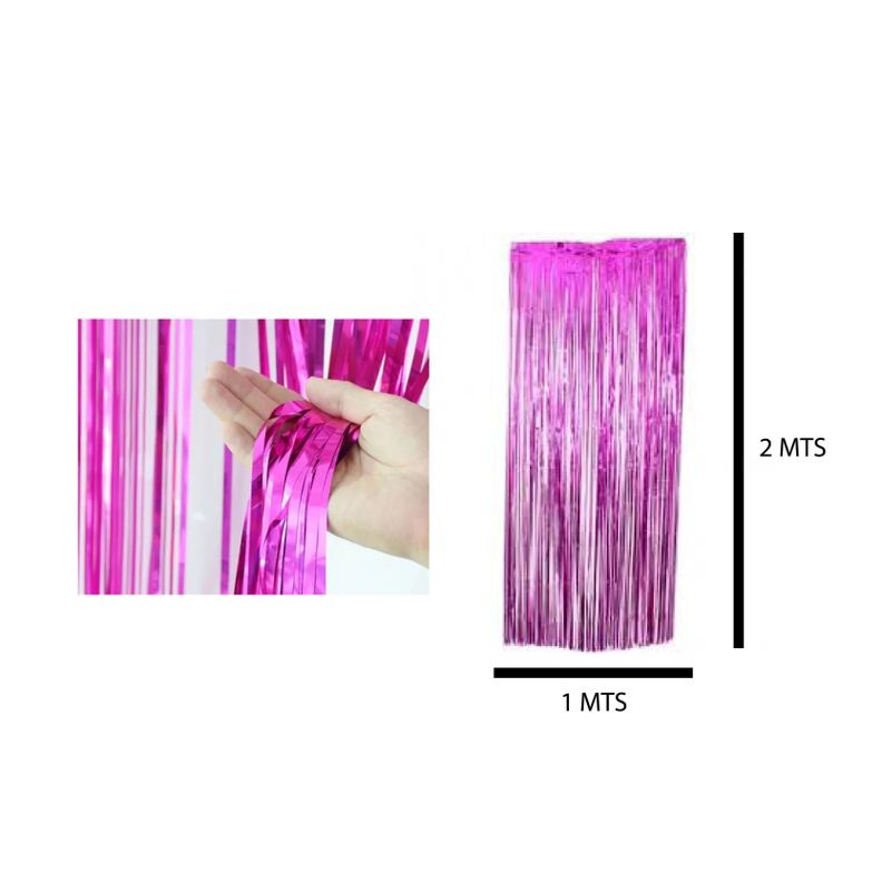 Cortina Guirnalda Cotillon Metálica Color Fucsia 1x2mts-2
