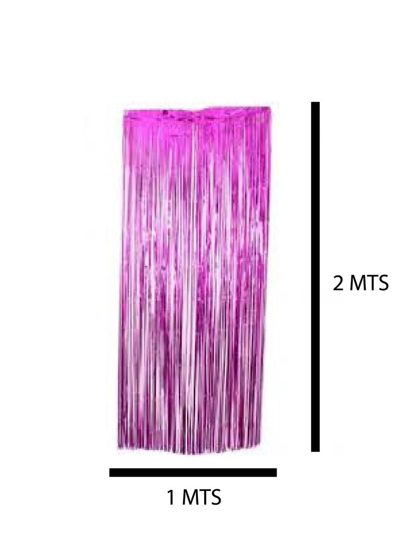 Cortina Guirnalda Cotillon Metálica Color Fucsia 1x2mts-1