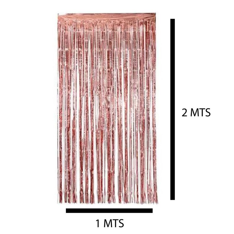 Cortina Guirnalda Cotillon Metálica Color Gold Rose 1x2mts-0