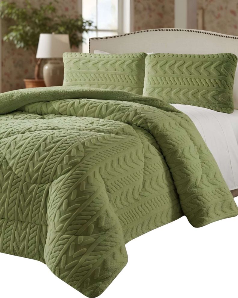 COBERTOR ELEGANTE DE INVIERNO CON CHIPORRO KING07 Verde Militar [ 301 ]