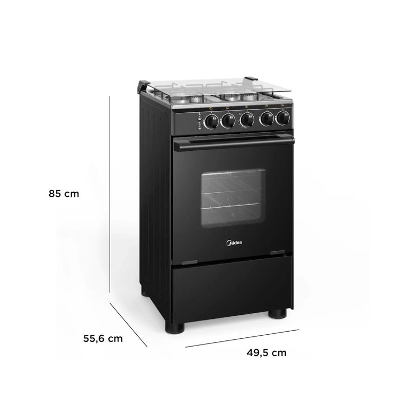 Cocina a gas Midea 4 quemadores MCG-4QSG20NSBK-1