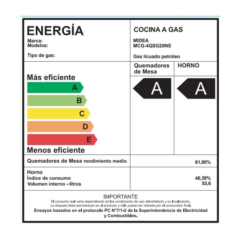 Cocina a gas Midea 4 quemadores MCG-4QSG20NSBK-5