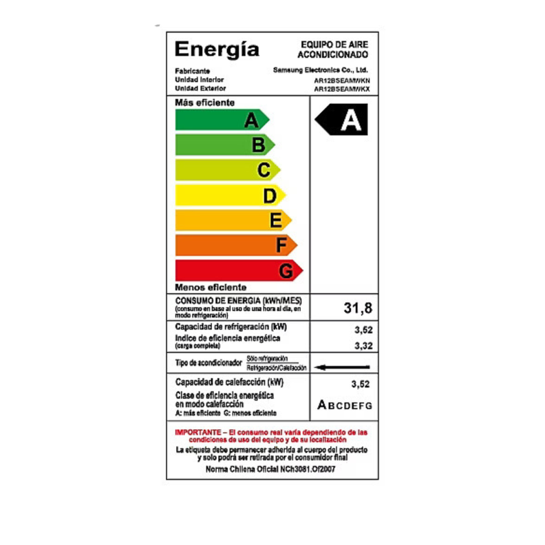 Aire Acondicionado Samsung Split Inverter 12,000BTU-3