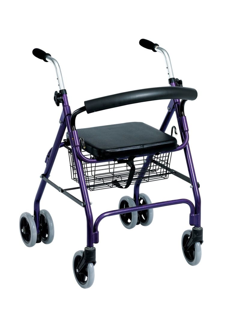Andador 6 ruedas Canasto y Asiento Morado