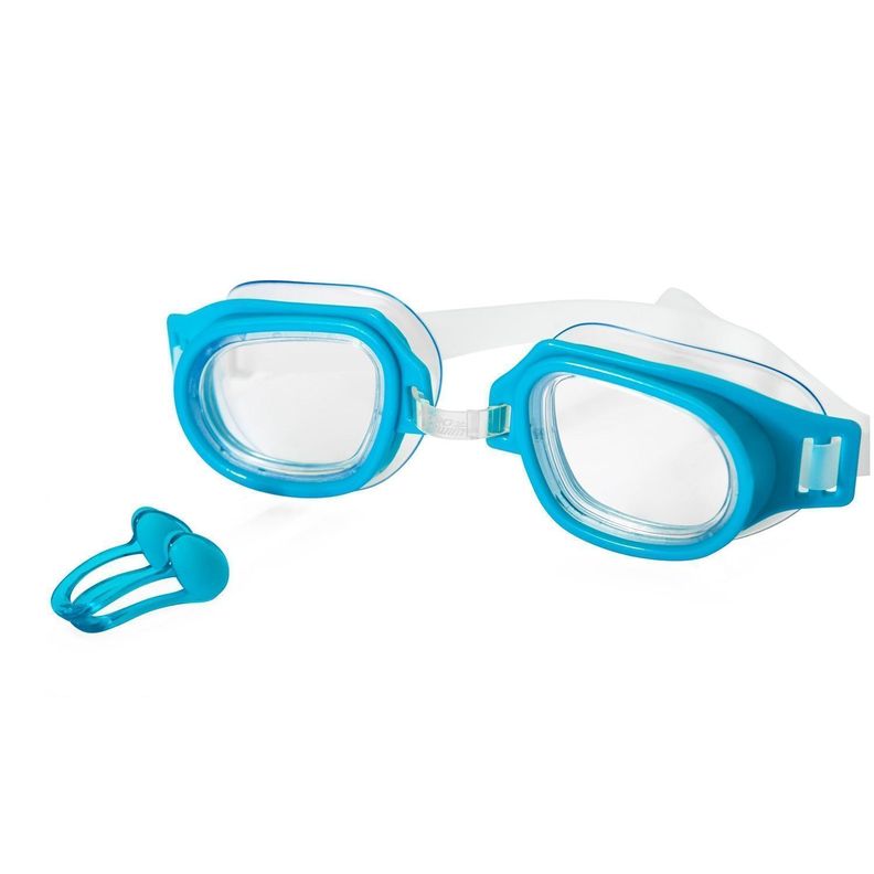 Set Lentes Natacion + Tapones de Nariz y Oidos Azul