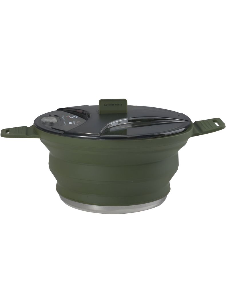 Olla Silicona Plegable 2,4L - Camping Militar Verde