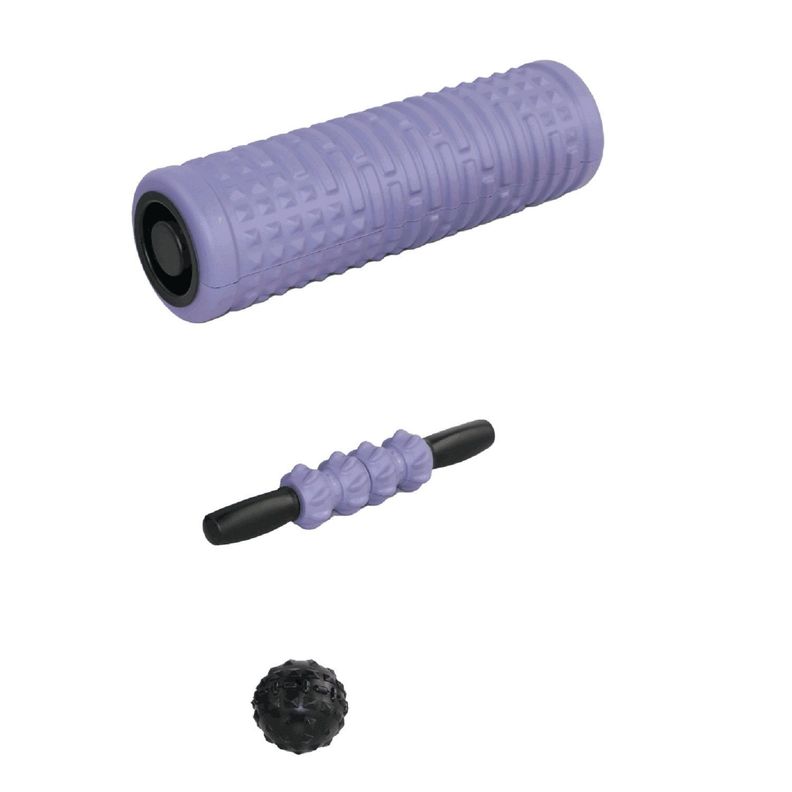 Foam Roller Pro 3 en 1 Cilindro Masajeador Morado