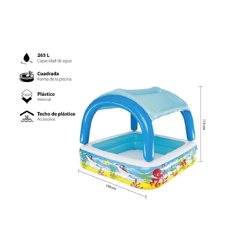 Piscina Techo Desmontable Inflable 140 x 140 x 114 cm-1