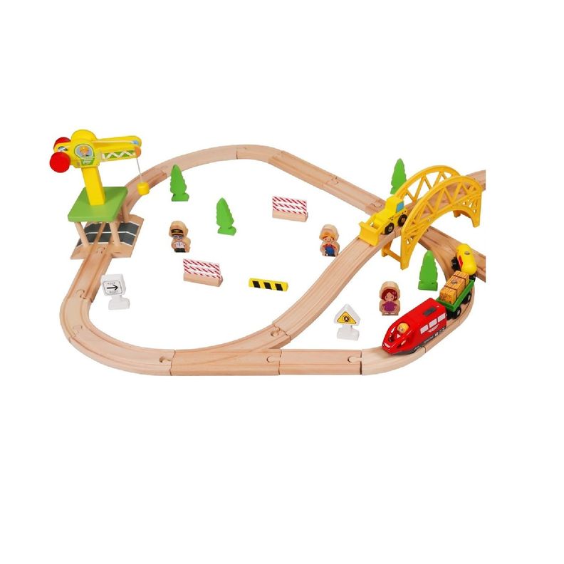 Set Pista Trenes De Madera-0