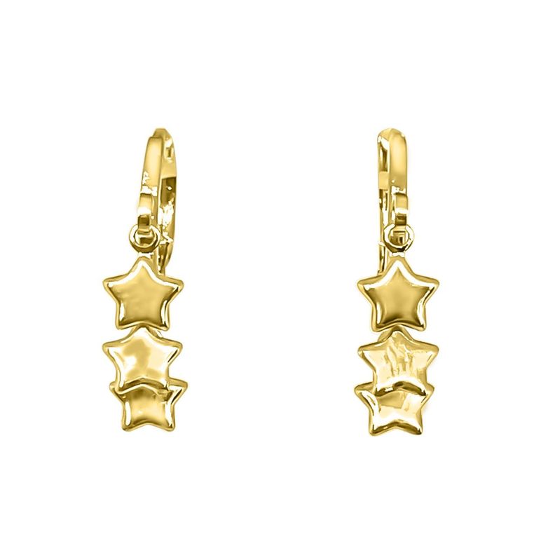Aros Argollas Tres Estrellas Enchapado Oro 18K-1