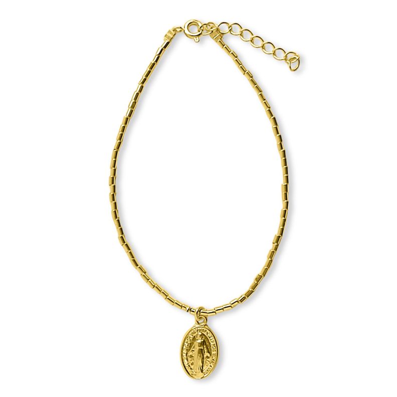 Pulsera Mostacilla Virgen De Los Rayos Enchapado Oro 18K-0
