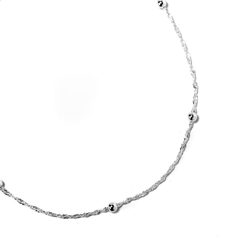 Tobillera 6 Bolitas Singapur Plata Fina 925-1