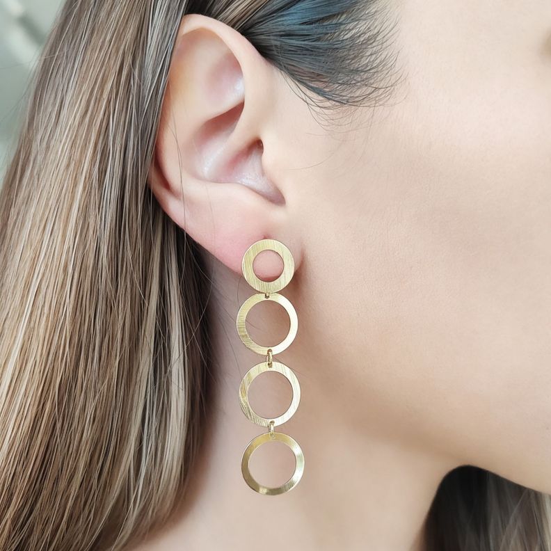 Aros Lola 3 Círculos Enchapado Oro 18K-2
